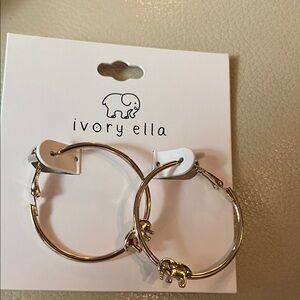Ivory Ella Gold Elephant Hoop Earrings
